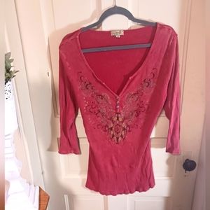 One World maroon blouse 2X